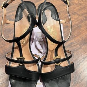 Salvatore Ferragamo Black Leather Women's Sandals
